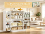 White 41" Modern Freestanding Kitchen Pantry Double Door Storage Cabinet with Adjustable Shelves 18300123