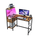 ZUN Computer Desk with Power Outlet & Storage Shelves, Study Writing Table with USB Ports Charging 91125951