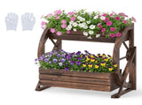 2-Tier Vertical Raised Garden Bed, Burned Finish Semi-Wheel Decorative Planter for Wedding 30447488