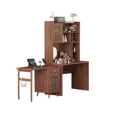 Computer Desk with 90 Degree Rotating Desktop, 43x70 Inch Office Desk with Storage Drawer and N733P279101D