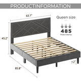 ZUN Queen Size Bed Frame with Storage Headboard, Platform Bed No Noise, Mattress Foundation Strong W2896P208861