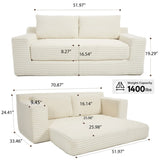 Loveseat Sofa Bed with Memory Foam & Steel Frame - No Assembly, Convertible 2-in-1 Design, Corduroy W2959P278432