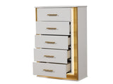Obsession Contemporary Style 5-Drawer Chest Made with Wood & Gold Finish B009P152666