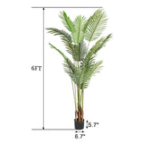 ZUN FCH 6FT Green Plastic 16 Leaf Palm Tree Simulation Tree 62955485