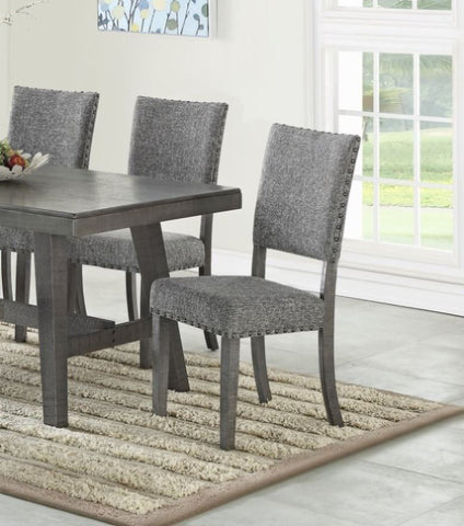 ZUN Modern Gray Fabric Upholstered Set of 2 Side Chairs Dining Room Saw Tooth Engraving HSESF00F1773