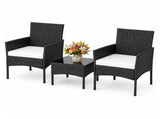 3 Pieces Patio Furniture Set, PE Rattan Wicker Patio Set with Two Outdoor Chairs 62821795
