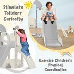 ZUN Toddler Slide and Swing Set 5 in 1, Kids Playground Climber Slide Playset with Telescope, 54799522