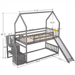 ZUN Twin over Twin House Bunk Bed with Convertible Slide,Storage Staircase can be Placed Left or 98730861