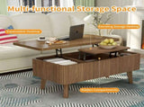 3 in 1 Lift Top Coffee Table, Fluted Convertible Coffee Tables Converts to Dining Tables, Modern W2641P422965