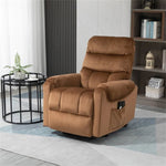 ZUN Brown Velvet Recliner Chair,Power Lift Chair with Vibration Massage, Remote Control 50283398