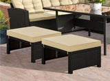 2PCS Wicker Ottomans with Removable Cushion for Patio, Brown/Khaki 58648210