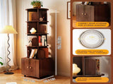 Rotating Bookshelf, 360 Degree Display 5 Tier Corner Bookshelf with Drawer for Small Space, Floor W2641P329220