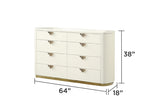 ZUN La Pierre Modern Style 8- Drawer Dresser Made with Wood and Gold Accents in Beige B009P270813