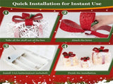 3-Piece Flocked Christmas Gift Boxes - 60 Warm-White LEDs, Timer Function, WhiteRed Festive Decor 84994515
