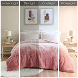 King/Cal King Ombre Shaggy Long Fur Comforter Mini Set B03595980