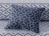 4 Piece Jacquard Quilt Set with Throw Pillow Navy Full/Queen B03597587