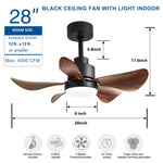 ZUN 28 lnch Ceiling Fan with Lights Remote Control,Small Ceiling Fan Flush Mount, 5 Reversible Blades, W2352P204385