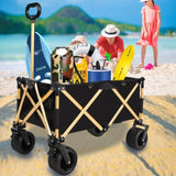 ZUN aluminum alloy folding wagon, Heavy Duty Utility Beach Wagon Cart for Sand with Big Wheels, W321P190035