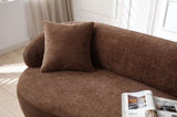 ZUN Brown Mid Century Modern Curved Sofa, 3 Seat Cloud couch Boucle sofa Fabric Couch for Living Room, W876P191454