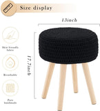 Round Ottoman Multifunctional Cotton Knitted Vanity Stool Footrest Stool for Living Room Entryway 96616631
