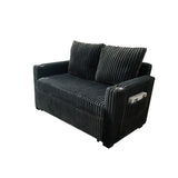 53-inch cushioned recliner sofa bed with USB charging function, pull-out sofa, fabric is corduroy W2564P335437