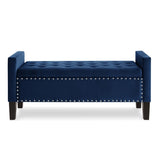 Upholstered Tufted Button Storage Bench with nails trim,Entryway Living Room Soft Padded Seat with W2186139088