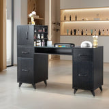 Black relief particle board tempered glass 141*50*112cm three doors and two drawers fanless nail 18175972