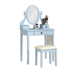 ZUN Moniys Wood Moniya Makeup Vanity Table and Stool Set, Blue T2574P163829