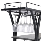 ZUN Industrial Bar Cart Kitchen Bar&Serving Cart for Home with Wheels 3 -Tier Storage Shelves W82151001