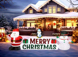 9.8 FT Lighted Inflatable Decoration, Inflatable Santa Claus and Snowman Holding Merry 19789654