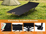 Black Foldable Heavy Duty Camping Cot 330LBS, Portable Outdoor Sleeping Bed with Cushion & Carry 22503143