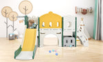 ZUN Kids Slide Playset Structure, Castle Climber with Slide and Basketball Hoop, Toy Storage Organizer 49067753