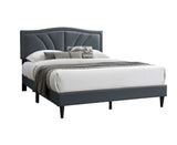 Modern Vintage Look 1pc Queen Size Bed Charcoal Burlap Fabric Nailhead Trim Accents Headboard B011P238960