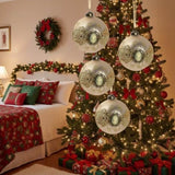 6PCS Set Christmas Ball Ornaments 3.9" Glass Hanging Balls for Tree Decor Holiday Party Set FBA 95151173