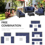 7 Piece Patio Furniture Set, All-Weather Wicker Outdoor Conversation Set with Sectional Sofa, Rattan 53911968