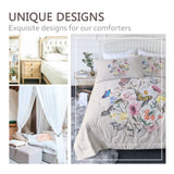 Butterfly Flower Comforter Light Pink Bedding Sets Twin for Girls Women, 1 Soft Comforter and 2 06250587