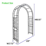 Metal Garden Arch L59'' x W17.71'' x H90.55'' Climbing Plants Support Rose Arch Outdoor Black W1586P268781