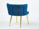 Modern BLUE dining chair with iron tube golden color legs, velvet and comfortable W234P256814