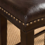 26" Contemporary Upholstered Saddle Counter Stool with Nailhead Trim , Dark Brown 62474.00PU
