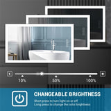 ZUN Bright LED Bathroom Mirror 40" x 24" Front Light, 5 Mins Defog, Full HD Reflected, 3 Colors 51506617