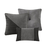 7 Piece Micro Corduroy Comforter Set Grey Queen B035P266661