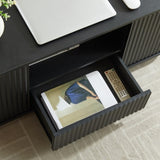 46.5"modern luxury oval coffee table with drawers and storage compartments, curved contour design, W1162P339119