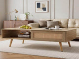 Modern Coffee Table with Storage,41.3 Inch Rectangle Wooden Accent Center Tables with Sliding PE 62383272