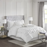 7 Piece Tufted Comforter Set White Cal King B03597211