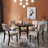 ZUN 5-Piece Kitchen Dining Table Set Round Table with Bottom Shelf, 4 Upholstered Chairs for Dining 36122547