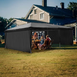 ZUN 3 x 6m Four Windows Practical Waterproof Folding Tent Black 99009729