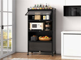 5-Tier Rolling Microwave Stand Flip Dust-Proof Doors 4 Casters with Brakes Kitchen Storage Rack 85133161