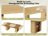 70.9" Rectangular Dining Table for 6 People, Fluted Panel Legs with 2 Side Storage Cabinets, MDF 37176423