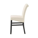 ZUN Contemporary leather counter stools,Ivory dining chairs with nail-head decoration ,25 N780P168429