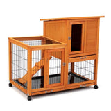Detachable Rabbit Hutch with Removable Tray and Rolling Casters, Orange W2181P190616